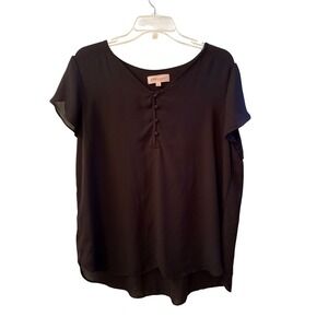 Philosophy Republic Clothing Black Blouse XL Flutter Sleeve Minimalist Work